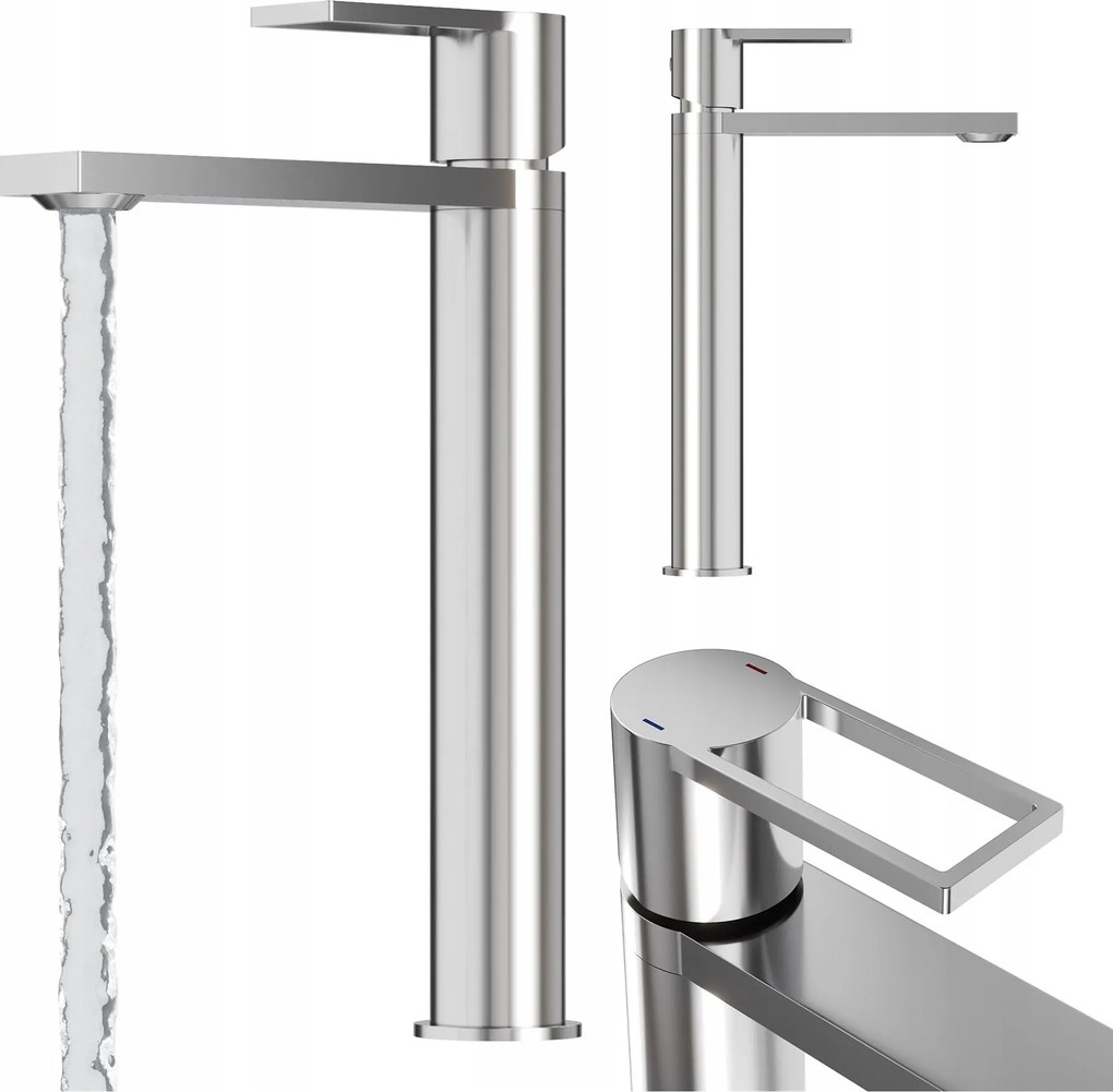 Mosdó Csaptelep Ezüst Magas Fürdőszoba Sárgaréz Króm Csaptelep