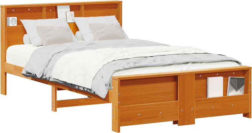 vidaXL Ágykeret fejtámlával Faggyú barna 140 x 190 cm Faanyag