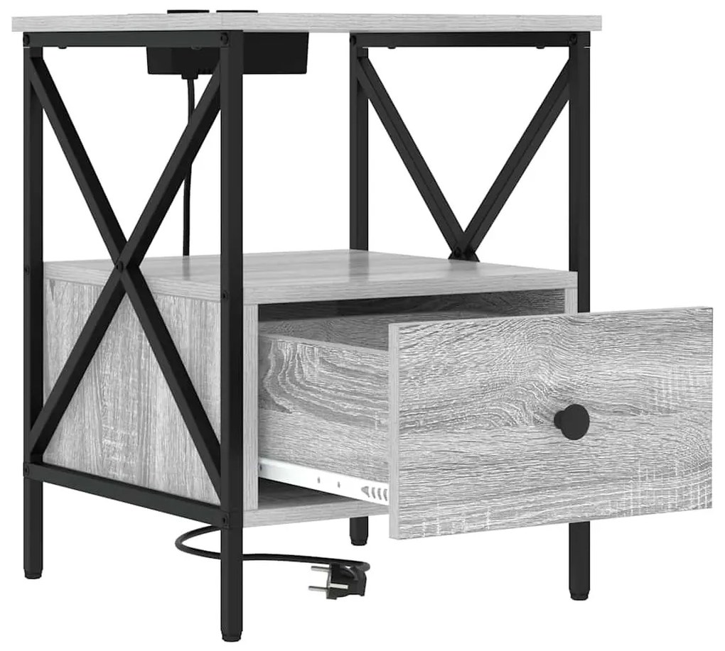 vidaXL Éjjeliszekrény 2 pcs Szürke Sonoma 41,5 x 40,5 x 55 cm Faanyag