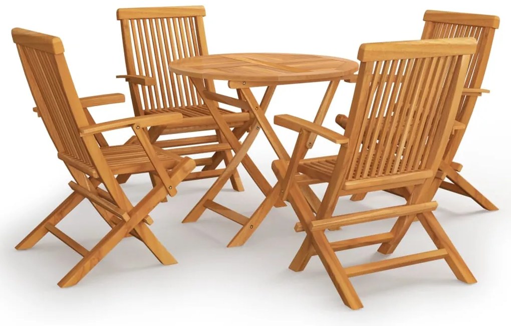 vidaXL 5 részes tömör tíkfa kerti étkezőgarnitúra