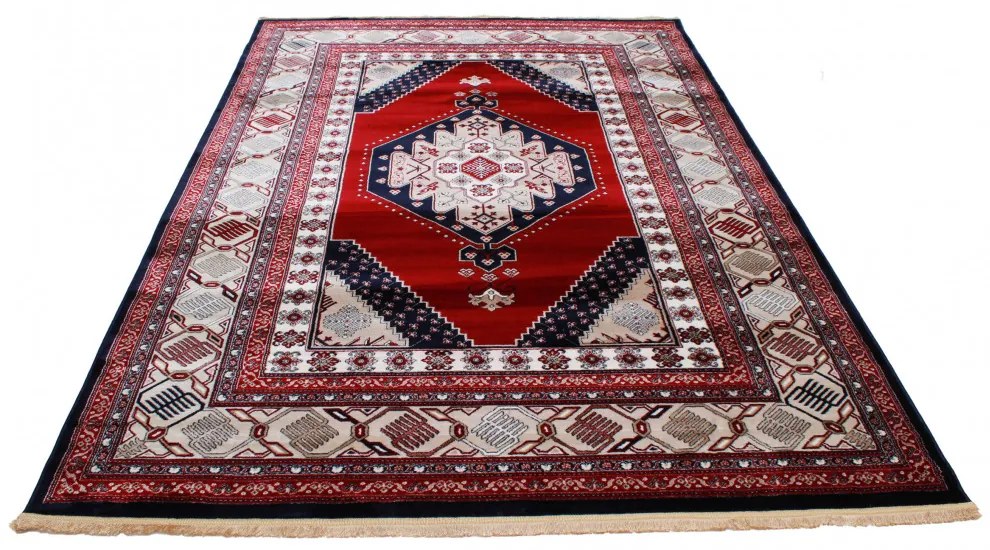 Gépi perzsa szőnyeg bordó Turkmen 140x200 klasszikus nappali szőnyeg
