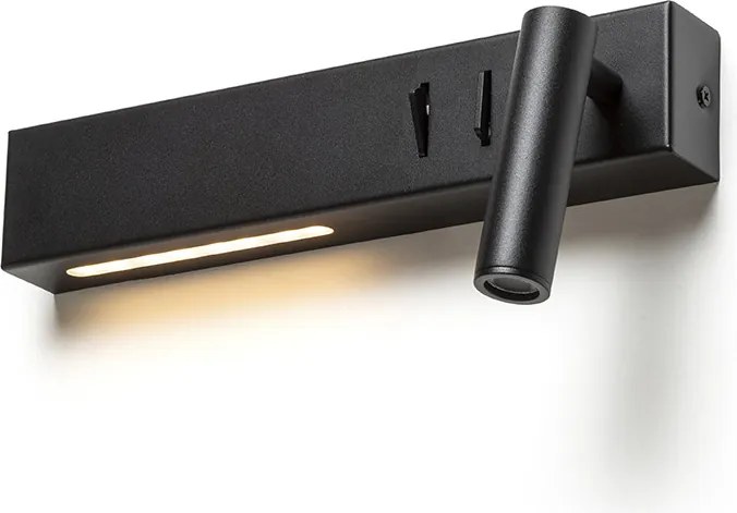 RENDL ODEON nástěnná s podsvícením černá 230V LED 8+3W 30° 3000K