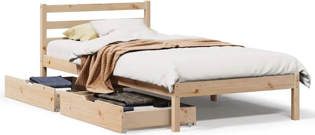 vidaXL tömör fenyőfa ágy matrac nélkül 100 x 200 cm