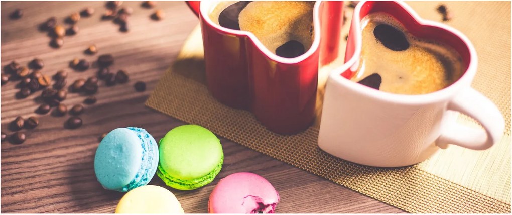 Kávé és a macaroon képe (120x50 cm)