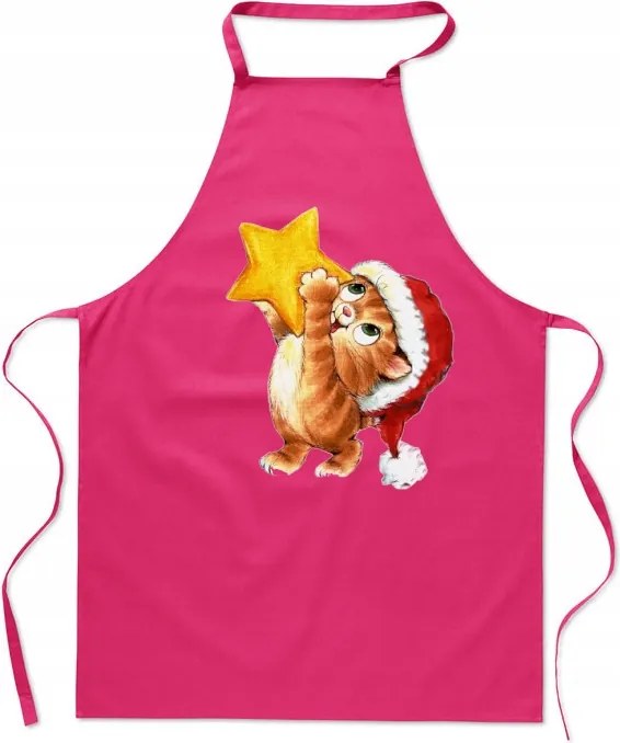 Konyhai kötény Karácsonyi nyomtatás Cica Karácsony Mikulás Ajándék