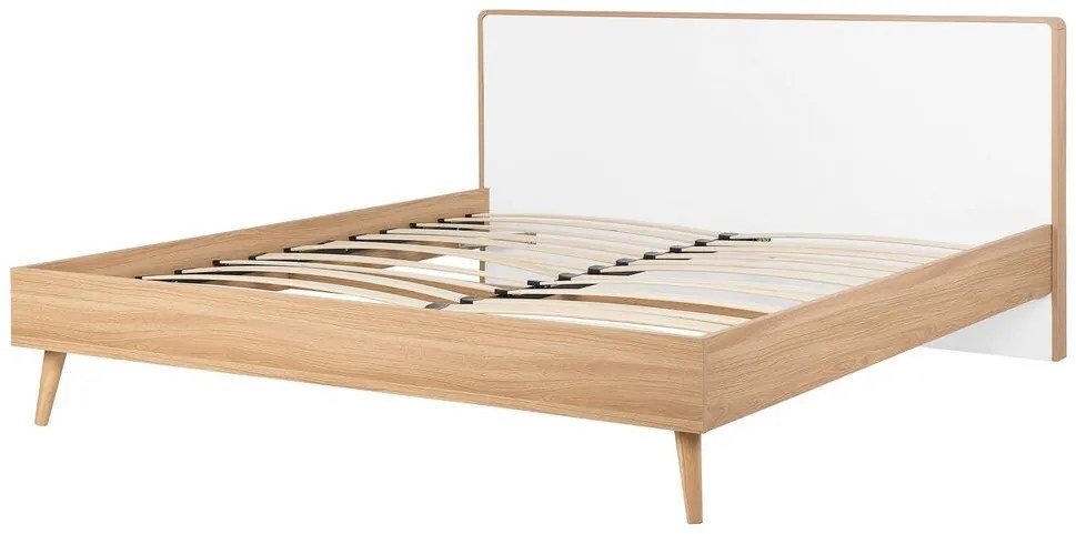 Franciaágy 160 cm SERVI (ágyráccsal és LED világítással) (világos fa). 1007524
