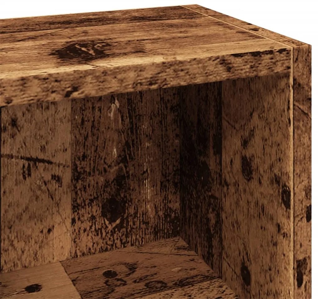2 db antik fa színű szerelt fa CD-tartó szekrény 21x16x93,5 cm