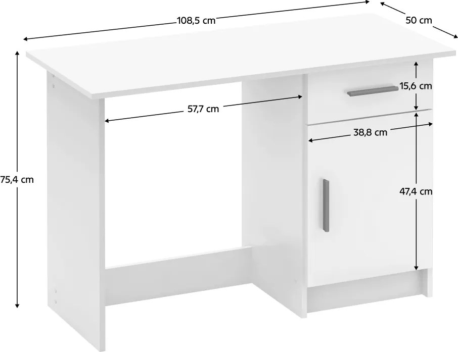 Univerzális PC asztal, fehér, SIRISS NEW