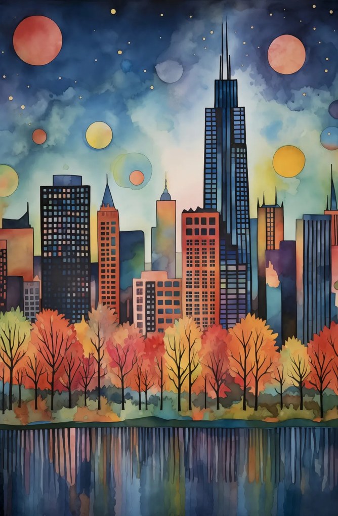 Poszter 56,6x86,4cm Panoráma a festői városról