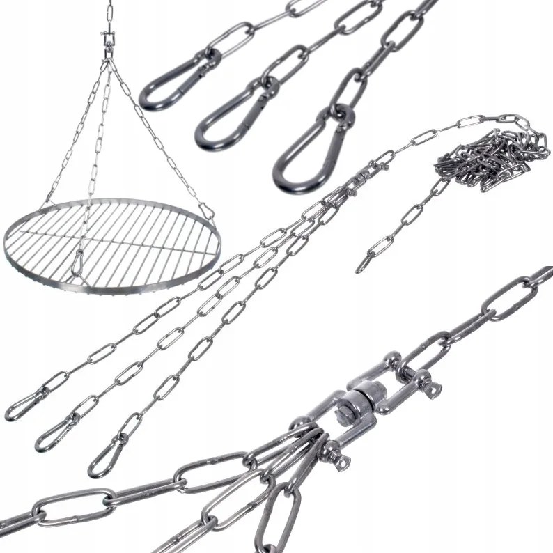 Rozsdamentes Lánc Inox Kerek Grillrács Felfüggesztéséhez Ø40-60 cm