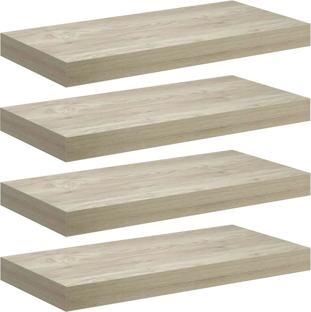 vidaXL 4 db tölgyszínű MDF lebegő fali polc 50 x 23 x 3,8 cm