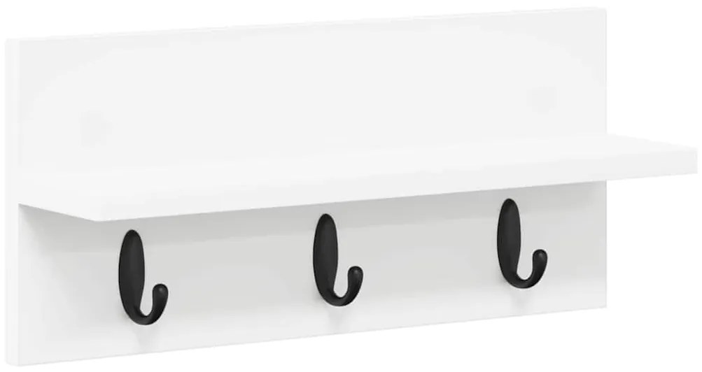 Fali Kabáthorog polcokkal Fehér 40 x 10.5 x 18 cm Faanyag