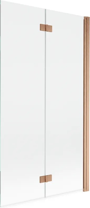 Mexen Mist 2-szárnyú kádparaván, jobbos, 100 x 150 cm, átlátszó, csiszolt réz - 8A9-100-002-65-00-P