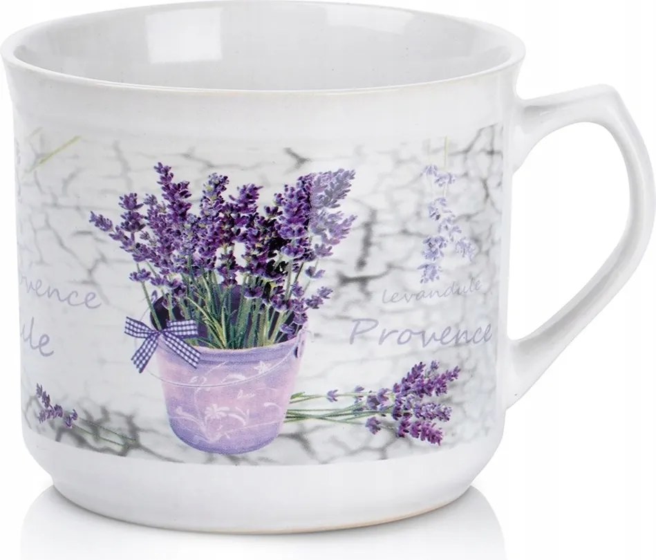 Kerámia Bögre Levendula 650 ML Dekoratív Füllel Kávé Tea Gyógynövényekhez