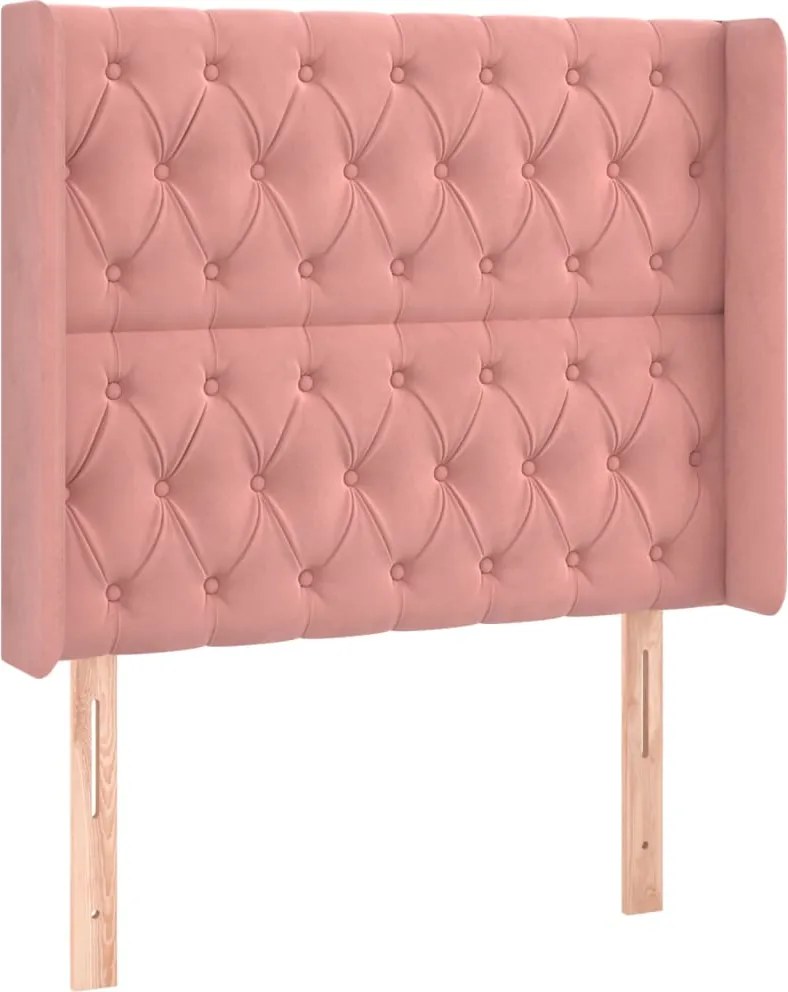 vidaXL rózsaszín bársony fejtámla szárnyakkal 93x16x118/128 cm