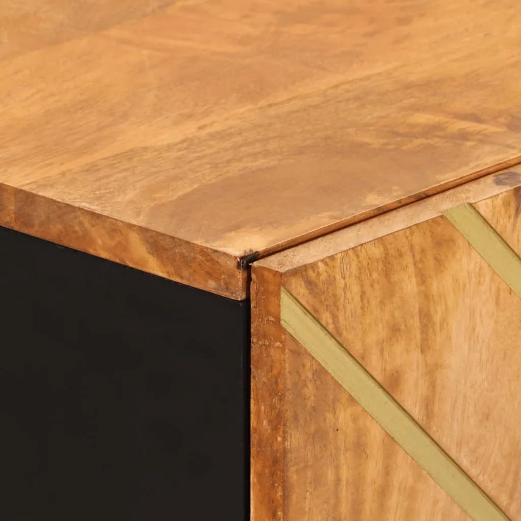 3 db barna-fekete tömör mangófa tálalószekrény 60x33,5x75 cm