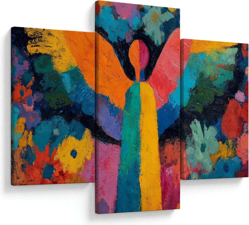 Kép - Absztrakt angyal virágokkal (90x60 cm)