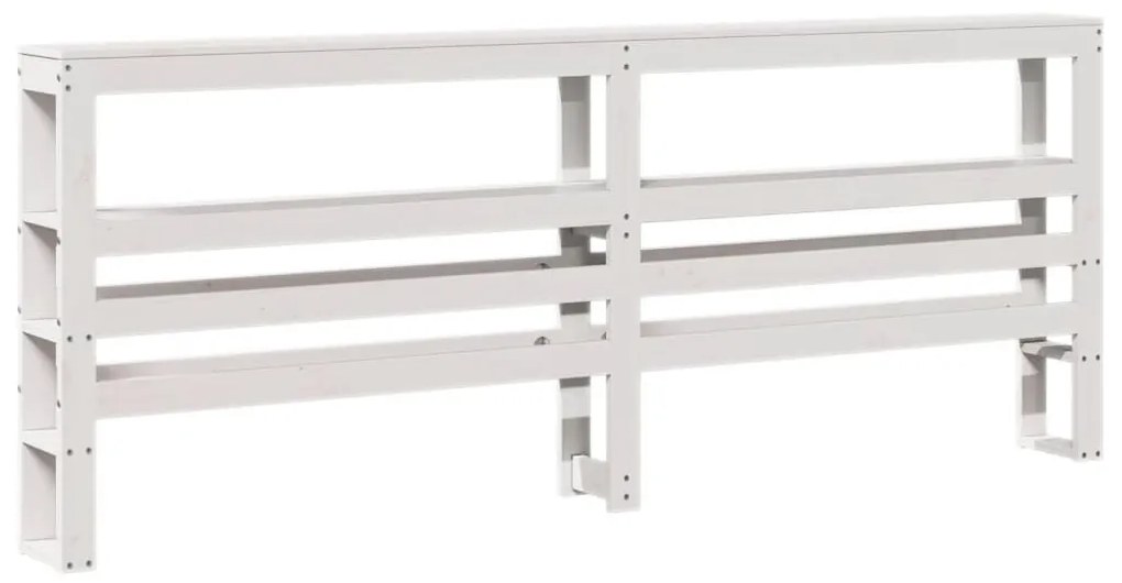 fehér tömör fenyőfa fejtámla polcokkal 200 cm