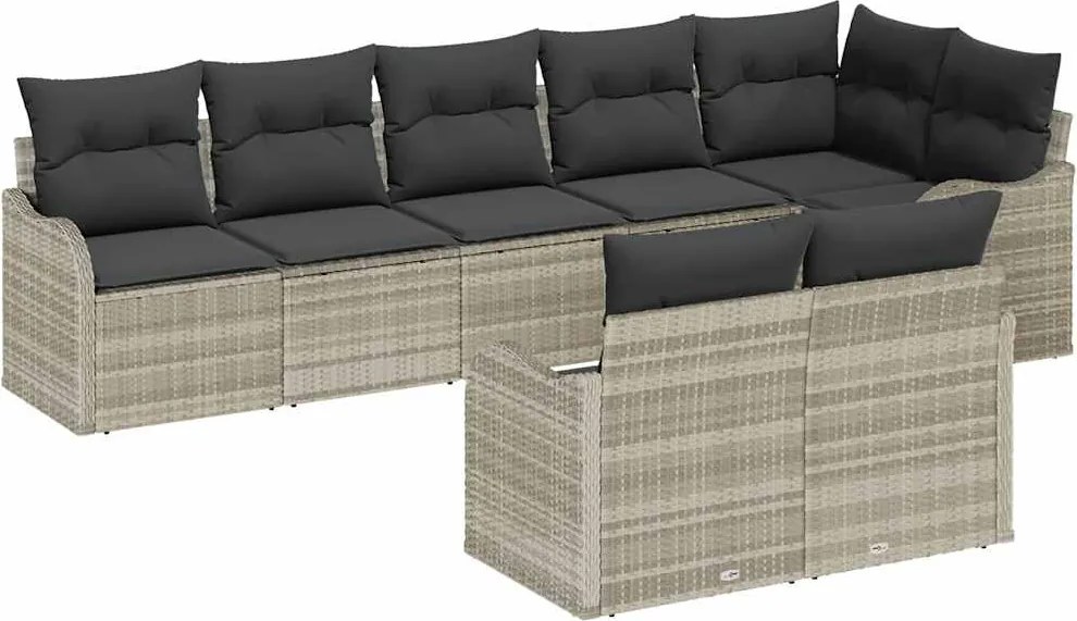 vidaXL Kerti Kanapé Szett Világosszürke polirattan