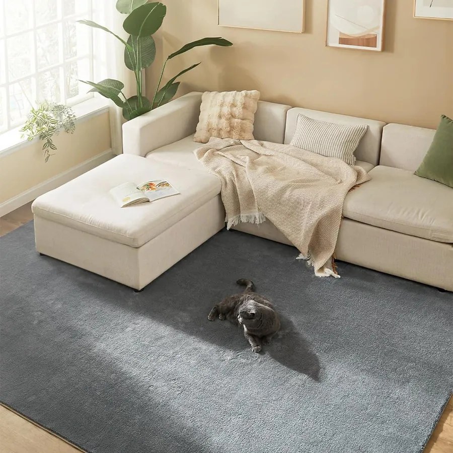 Csúszásmentes szőnyeg, szőnyeg mosógépben mosható, 200 x 290 cm, szürke