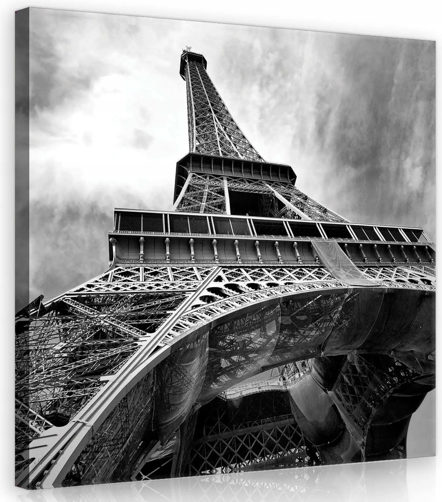 Vászonkép 80x80 Eiffel-torony Fekete-fehér fotó loft stílusú nappaliba