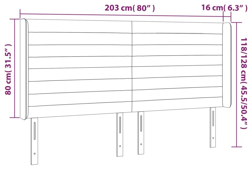 rózsaszín bársony LED-es fejtámla 203x16x118/128 cm