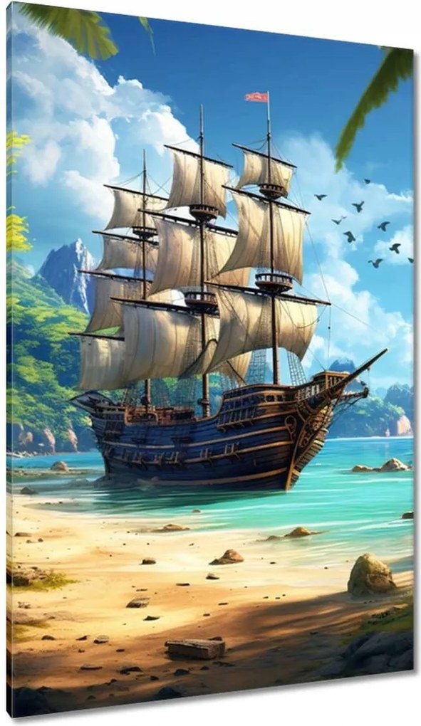 Vászonkép 80x120 Hajó egy paradicsomi szigeten