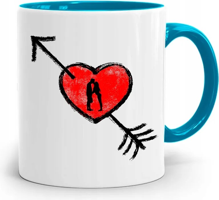 Kék Bögre Fiúnak Átszúrt Szív Ajándék fényképes nyomattal