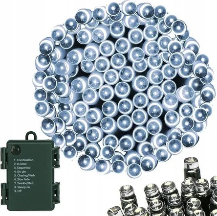 Karácsonyfa Lámpa Elemes 50 Led 5m Fehér Hideg Kültéri IP44 Időzítő