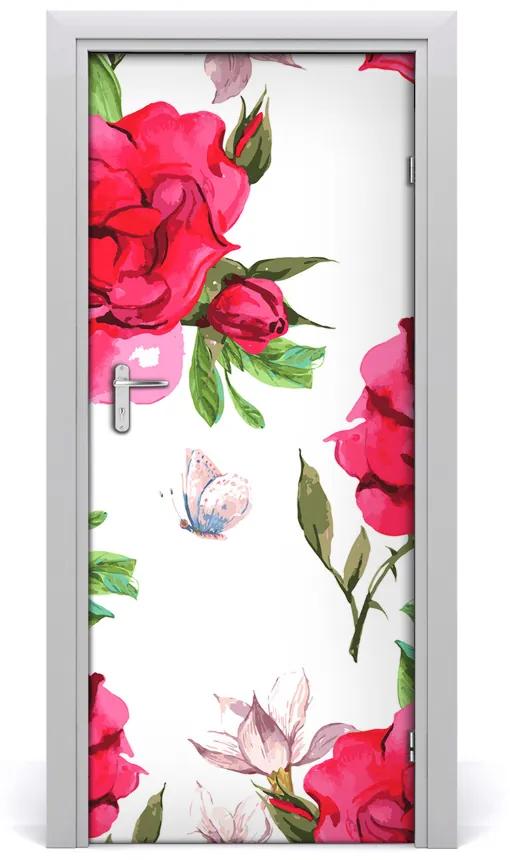 Ajtó méretű poszter vörös rózsák 95x205 cm