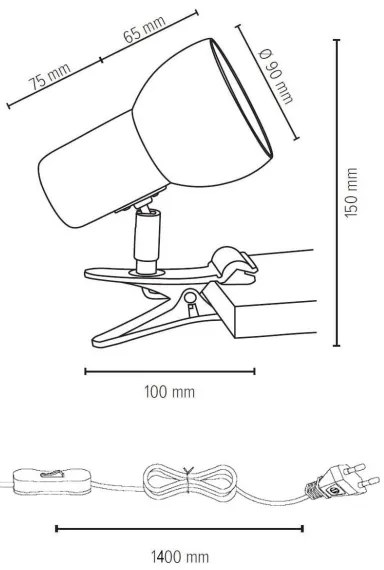 Spot-Light 2224174WK - Csipeszes lámpa SVENDA 1xE27/60W/230V