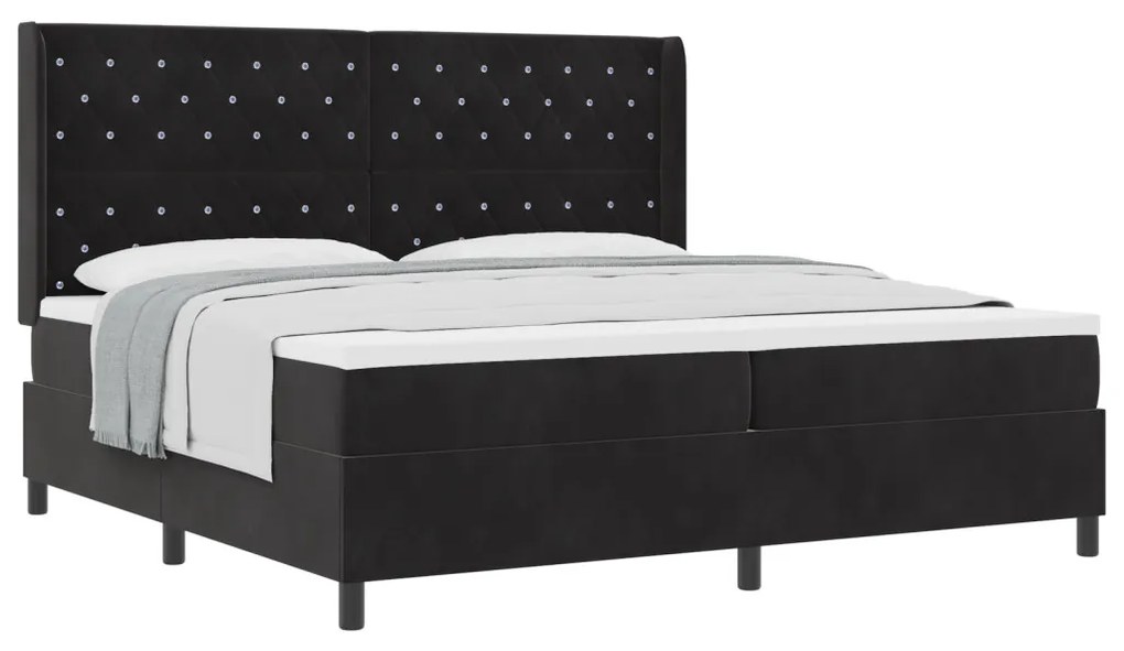 Boxspring Ágy Matracra Fekete 200x200 cm Bársonyos