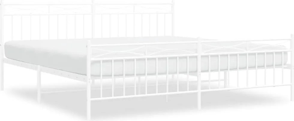 vidaXL fehér fém ágykeret fej- és lábtámlával 193 x 203 cm