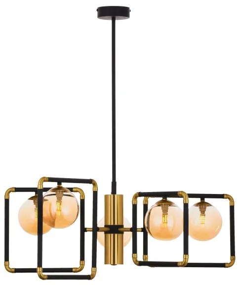 Jupiter 1984 - Csillár rúdon IBRA 5xG9/10W/230V fekete/arany/bézs