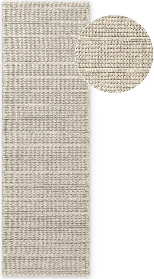 Krémszínű kézi szövésű gyapjú futószőnyeg 80x250 cm Camden Parker – Ted Baker