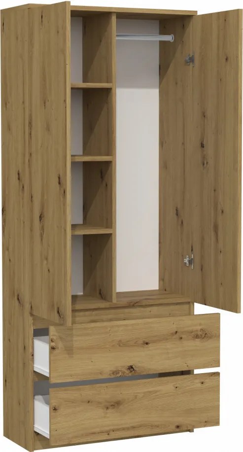 SS-90 gardróbszekrény, tölgy