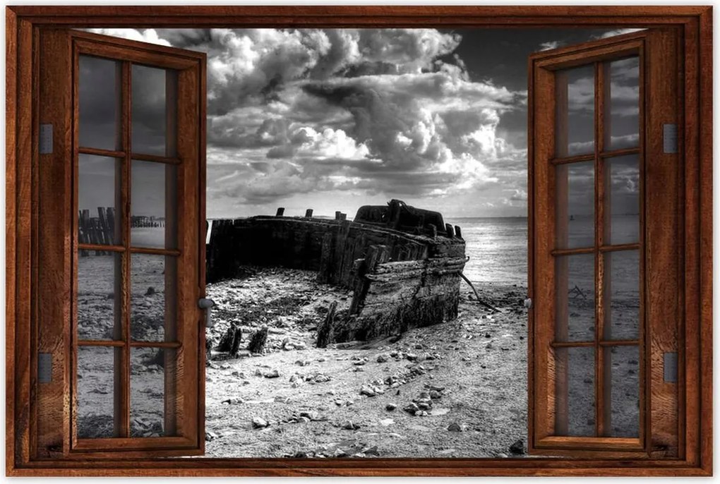 Poszterek 60x40 Fekete-fehér hajó fotó