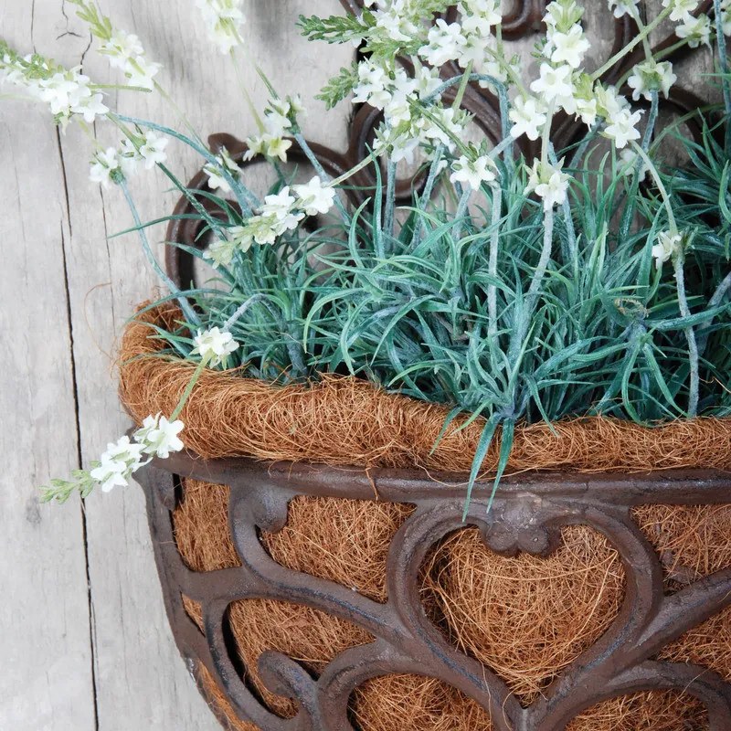 Öntöttvas fali virágtartó kókuszrost betéttel, 29 x 37 cm