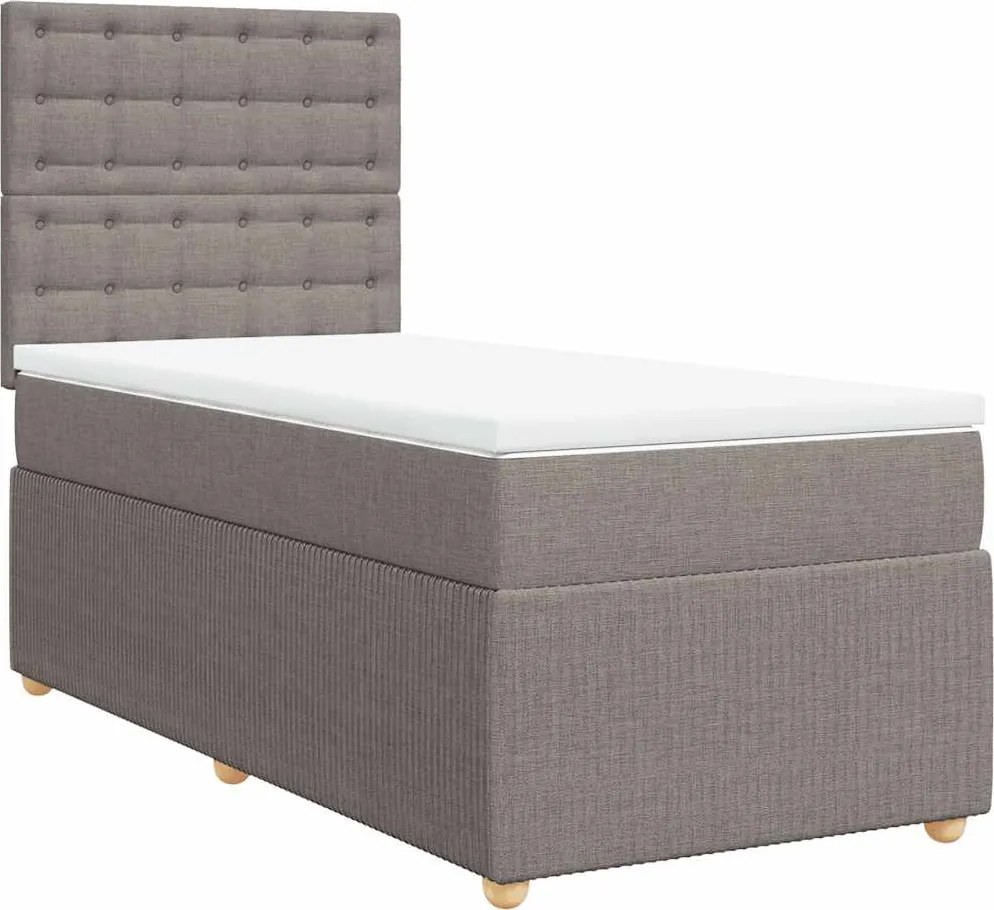vidaXL tópszínű szövet rugós ágy matraccal 90 x 190 cm