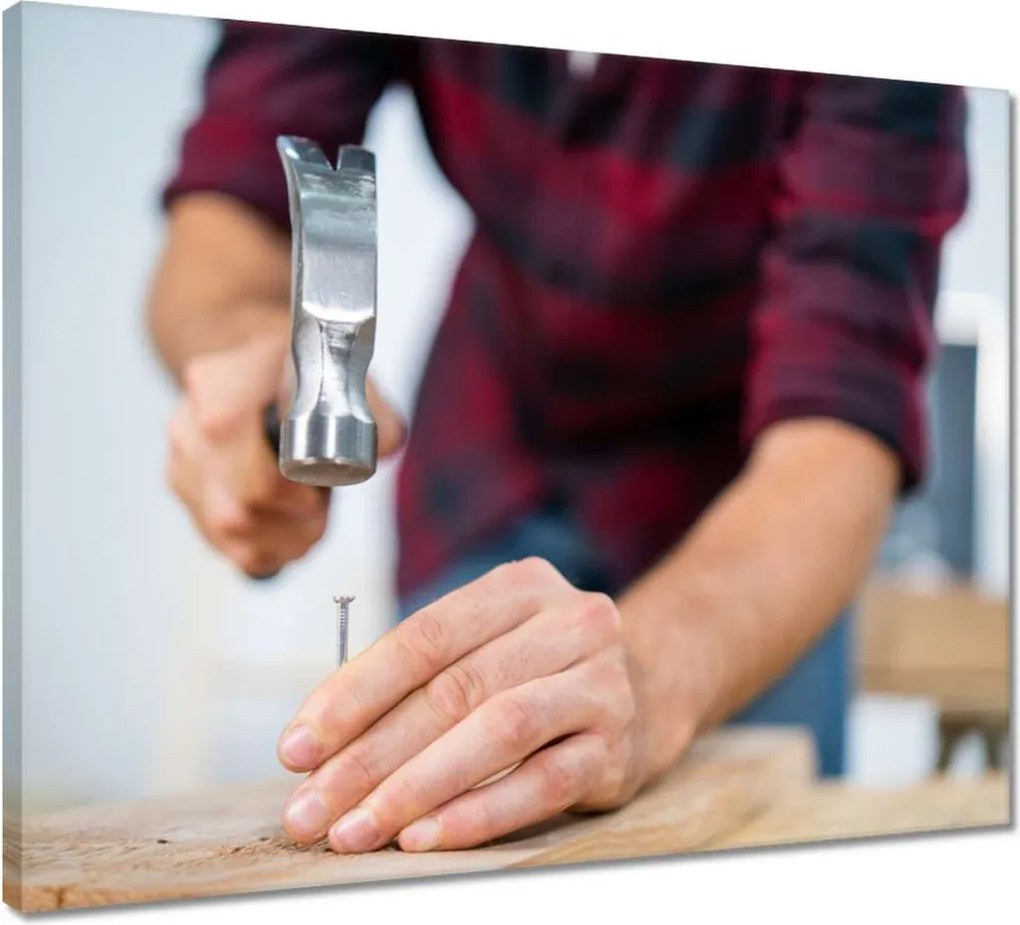 Vászonkép 50x40 Szögek beszúrása a deszkába