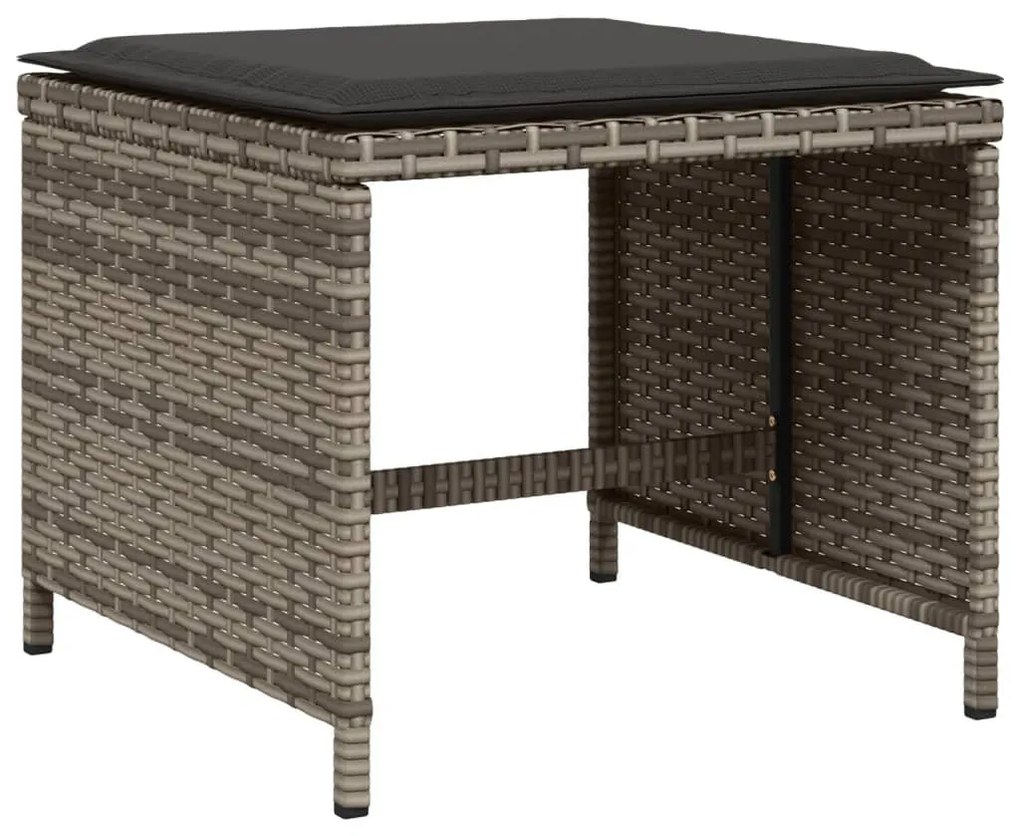 15 részes szürke polyrattan kerti ülőgarnitúra párnákkal