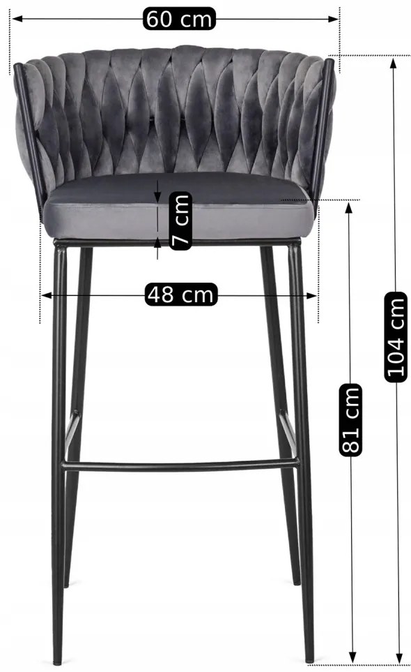 Elegáns Bárszék Szürke Bársony Kárpittal. FLORES