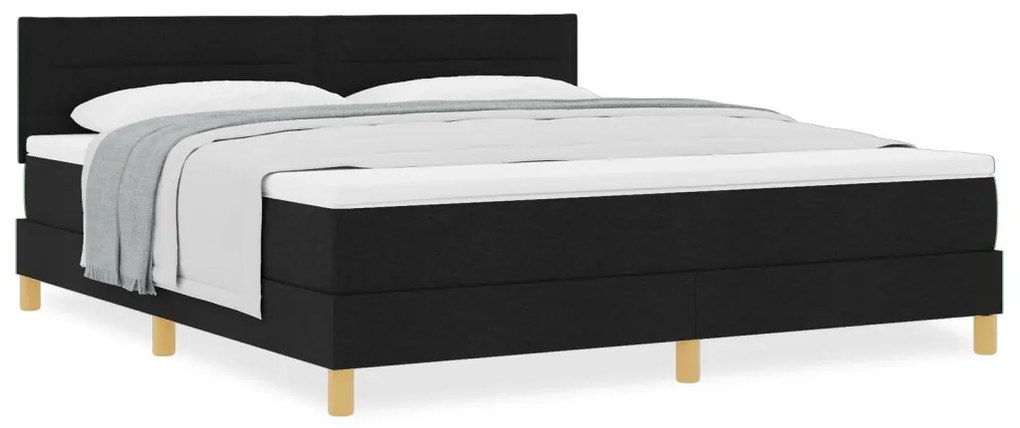 Box Spring Ágy Matraccal Fekete 180x200 cm Szövet