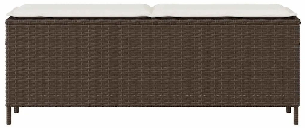 barna polyrattan kerti pad párnával 110x30x40,5 cm