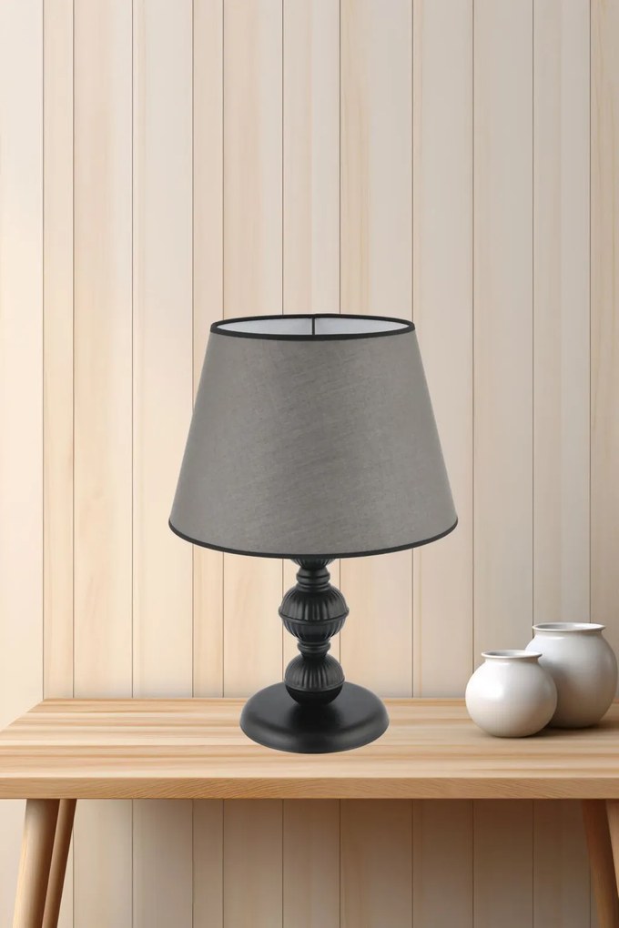 Fém éjjeli lámpa, szürke-fekete, 20 cm – TR390FLH2676