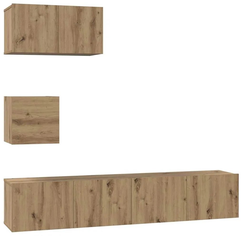 TV Szekrény Szett 4 pcs kézműves tölgy 80 x 30 x 30 cm Faanyag
