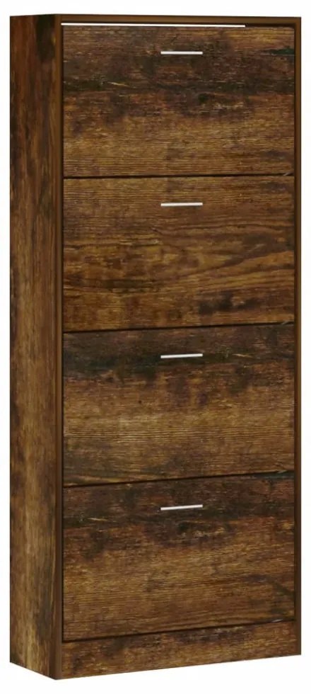 füstös tölgy színű szerelt fa cipősszekrény 63x24x147 cm