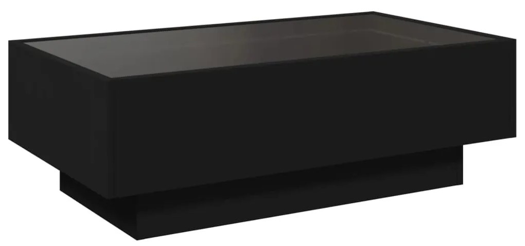 fekete szerelt fa dohányzóasztal LED-del 90 x 50 x 30 cm