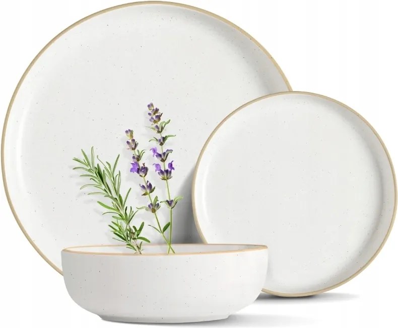 Magda Gessler Étkezőgarnitúra Porcelán Tányér 18EL 6 Személyes Fehér