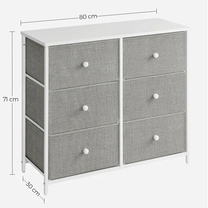 Szürke fém komód 80×30×71 cm GREY